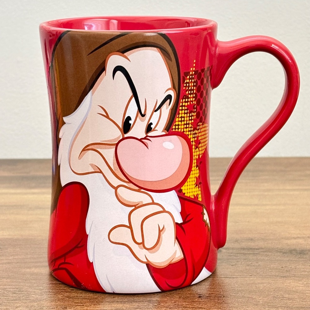 Disney Store 7 Dwarfs GRUMPY Stubborn & Vexed Coffee Tea Cup Mug 16 oz Red NEW - Picture 2 of 7